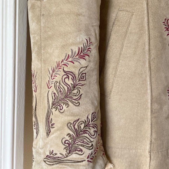 EXPRESS Embroidery & Faux Fur Lined Midi Suede Coat Penny Lane Style| Xsml & Sml - Picture 9 of 16